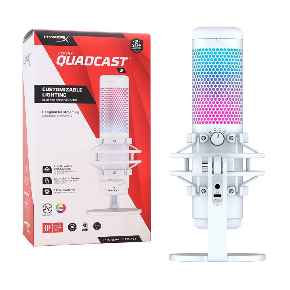 HyperX QuadCast S – USB White Gaming Microphone