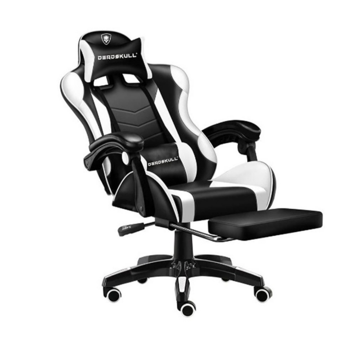 Deadskull Gaming Chair with Footrest - Black & White